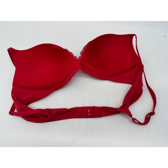 Victorias Secret Red Plunge Push-Up Bra Size 36B Sexy Lace Underwire Padded - Picture 7 of 7